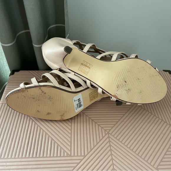 Lilley Cream Cage Heels Gladiator Sandal Tan Open Toe Casual Cocktail Neutral - Picture 9 of 14